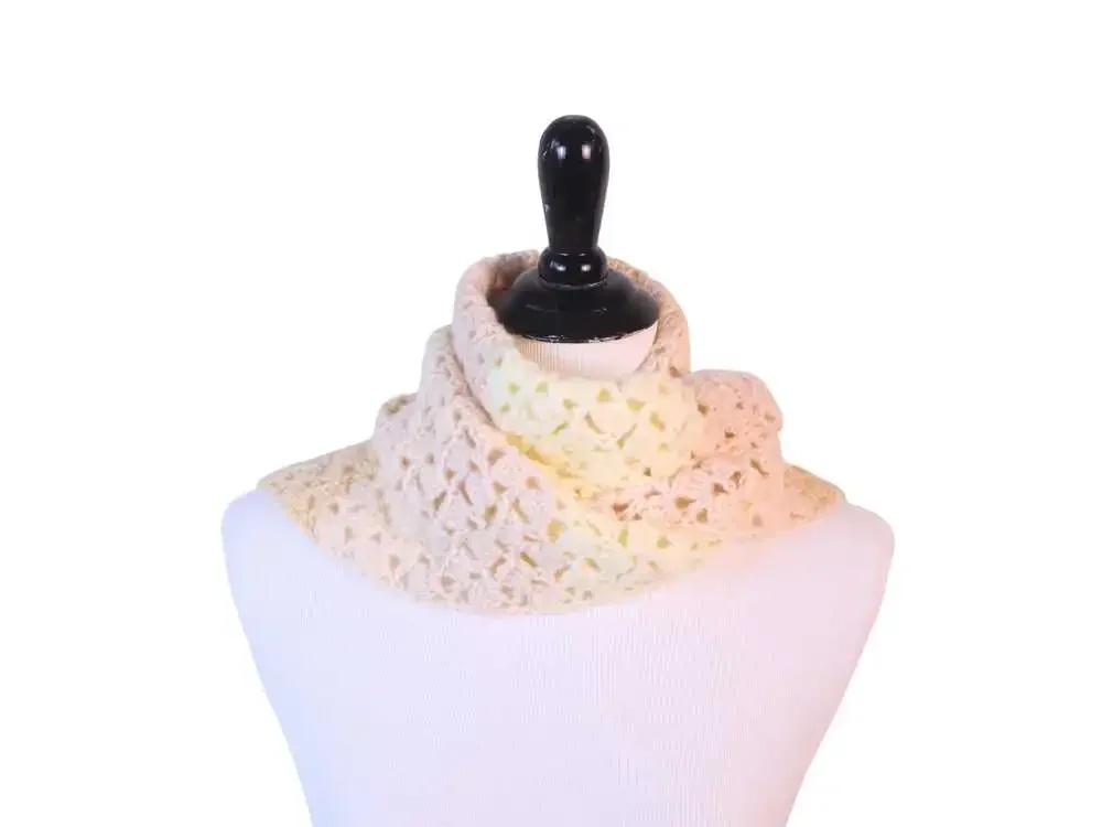 Layered Cream Crochet Scarf